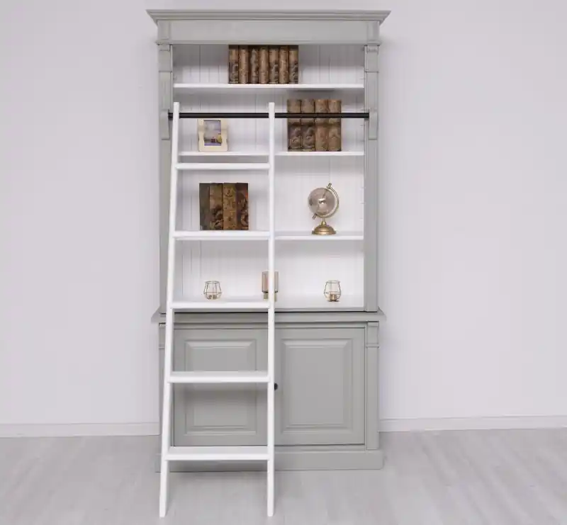 Expressversand 2-türiges Bücherregal mit Leiter 120 cm Bücherwand-