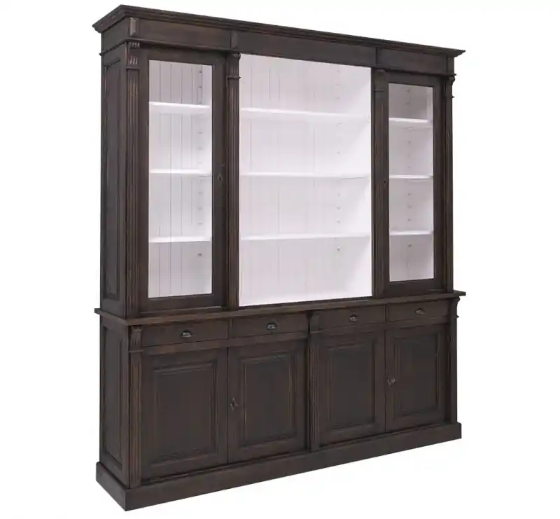 Zweifarbige Glasvitrine - Landhaus Vitrine Bücherregal Bücherwand Neue Kollektion