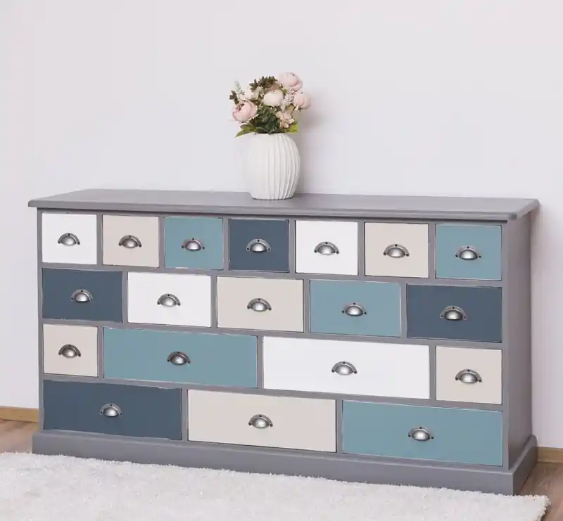 Apothekerschrank mehrfarbig 180 cm breit, 19 Schubladen Kommode Landhaus Online Kaufen
