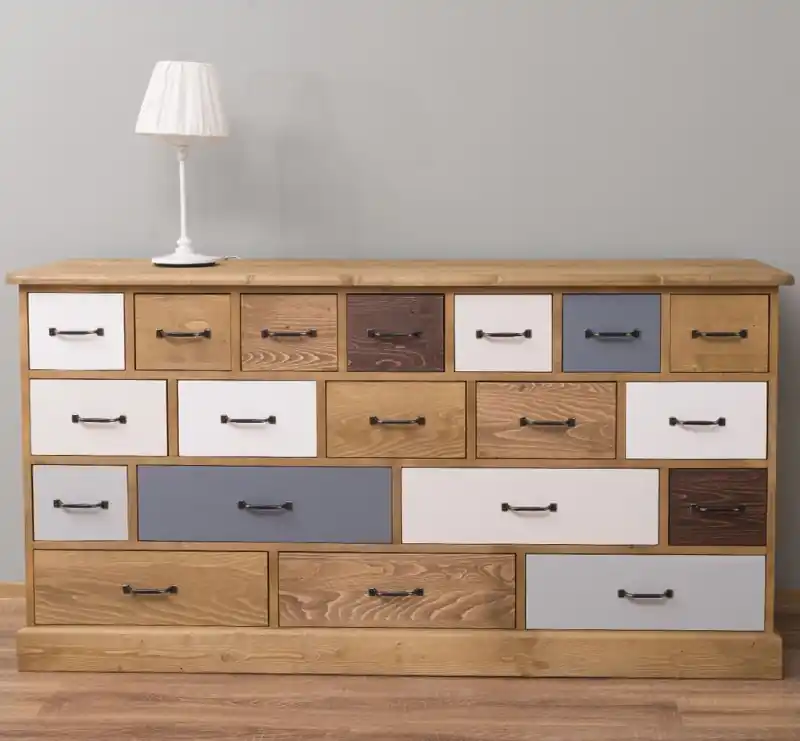 Apothekerschrank mehrfarbig 180 cm breit, 19 Schubladen Kommode Landhaus Direktkauf