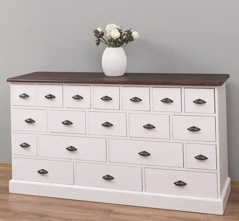 Nur Heute Apothekerschrank 180 cm breit, 19 Schubladen Kommode Landhaus