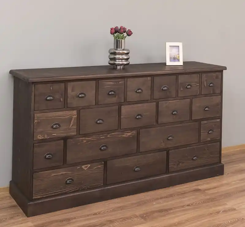 Nur Heute Apothekerschrank 180 cm breit, 19 Schubladen Kommode Landhaus