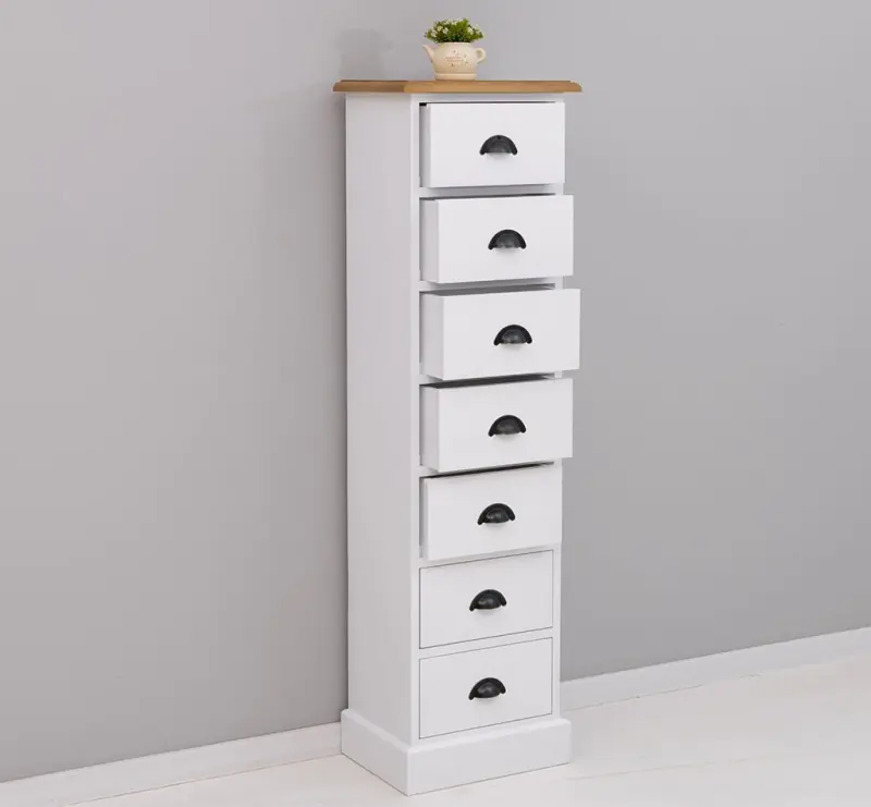 Schneller Versand Schmale Schubladensäule im Landhausstil lackiert