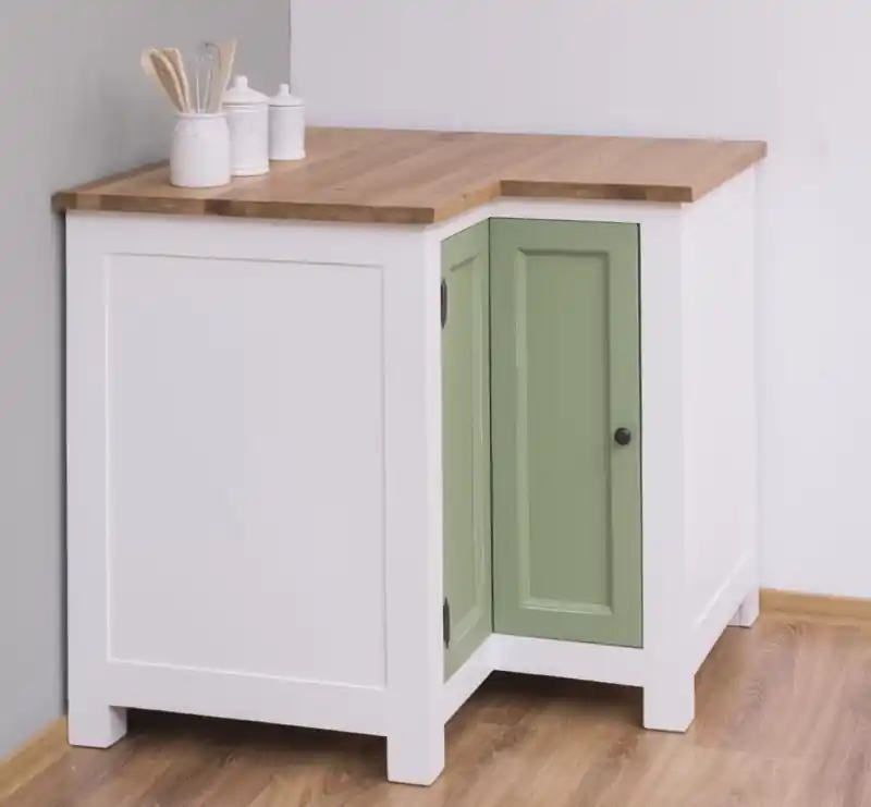 Kracherpreis Massiver Küchen-Eckschrank im Landhausstil –mit Eichenplatte – kombinierbar mit Küchenmodule