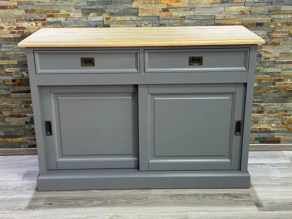 Angebot Sideboard Neuss 130 cm Murano/Eiche - Anrichte Landhaus Kommode mit Schiebetüren