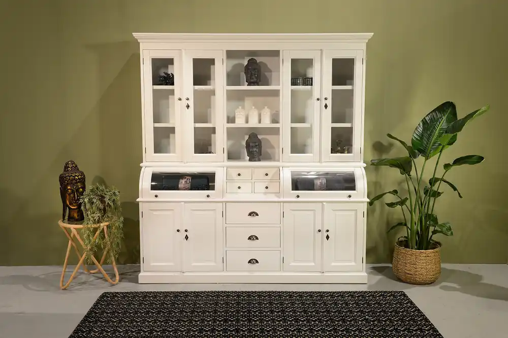 Buffet Schrank Berlin weiß 180cm - Landhaus Vitrine Nur Heute