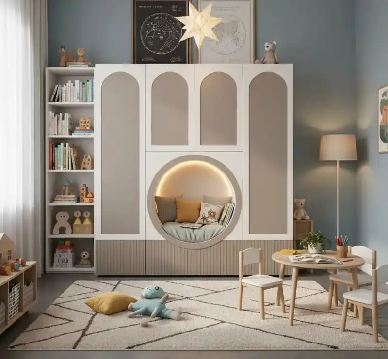 Moderne Schrankwand mit runder Lesenische – Design Unikat Garantierte Lieferung