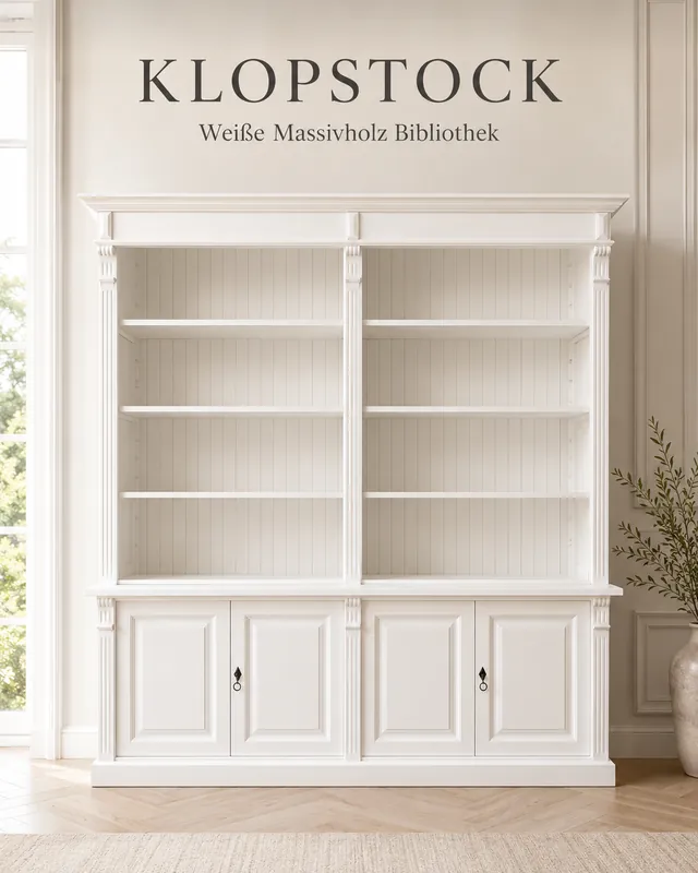 Bestpreis Bücherschrank Klopstock im Landhaus Stil - Massivholz Regal 225 cm