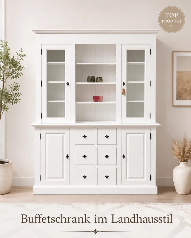 Sale Landhaus Schrank Massivholz Vitrinenschrank im Landhaus Stil Farbe weiß