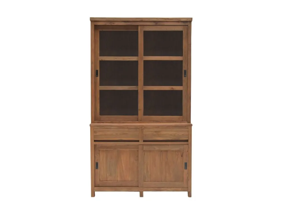 Edler Teakholz Ladenschrank „Ronan“ verschiedene Größen – Massivholz Vitrine Knallerangebot