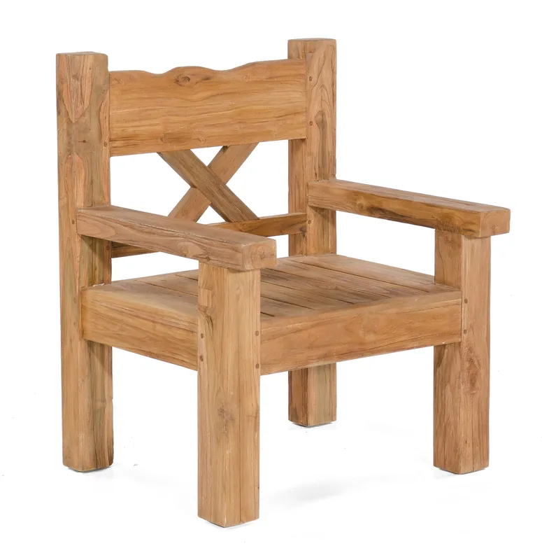 JUMBO Gartensessel Old Teak – Massive Holzbank im Wikingerstil Sale