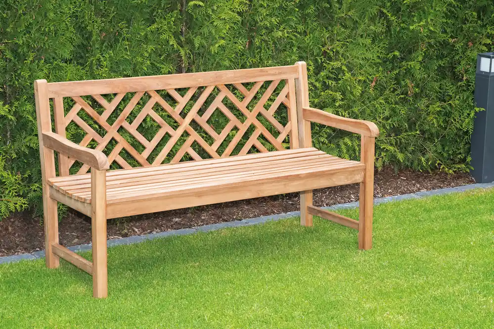 Markenprodukt QUADRIGA 3-Sitzer Gartenbank aus Teakholz – 150 cm