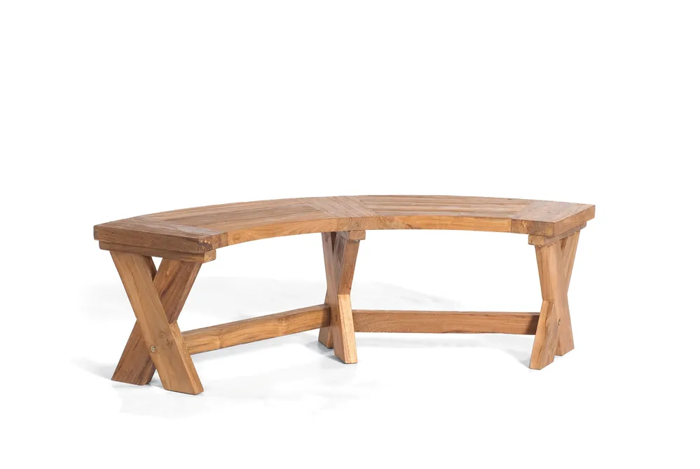 QUANTUM Viertelkreis Gartenbank aus Old Teak – 155 cm Preisreduziert