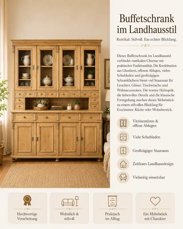 Knallerangebot Landhaus Buffet Schrank - Massivholz Kredenz