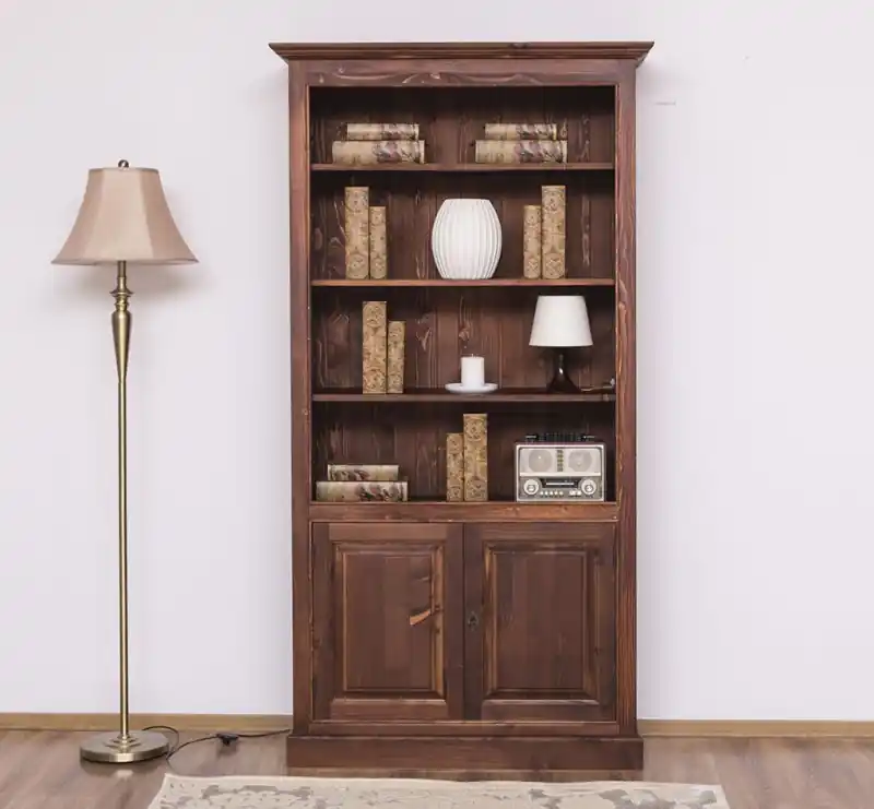 Bücherregal mit 2 massiven Türen und Regalfläche - Landhaus Schrank Mega-Angebot