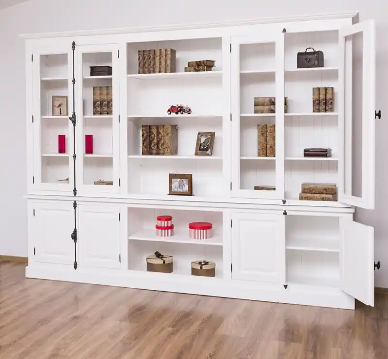 Große Bücherwand im Landhaus Stil mit 4 Glastüren 300 cm Direkt Vom Hersteller