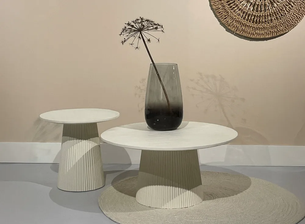 Billig Patrice Couchtisch aus Hartholz – Rund mit elegantem Mittelbein