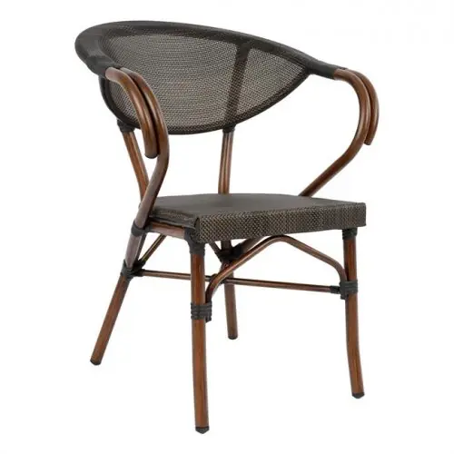 Aluminium Sessel "Delphi" im Bambus Look in braun mit Textilene 60,5x59x81 cm Neue Ware