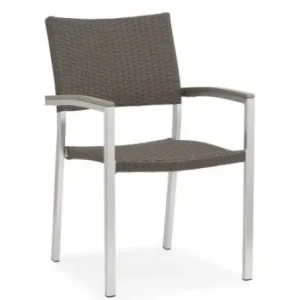 Preisreduziert Outdoor Sessel stapelbar aus Aluminium in grau