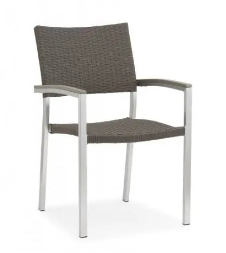 Preisreduziert Outdoor Sessel stapelbar aus Aluminium in grau