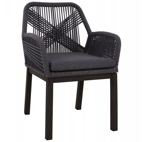 Begrenztes Angebot Outdoor-Sessel "Howard" Bamboo Look mit Strickseil in Anthrazit 56x58x82.5 cm