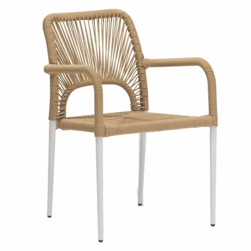 Top-Angebot TERRASSENSTUHL MERKUR SESSEL AUS WEIßEM ALUMINIUM MIT RATTAN STRICK NATUR 57Χ63Χ82cm.