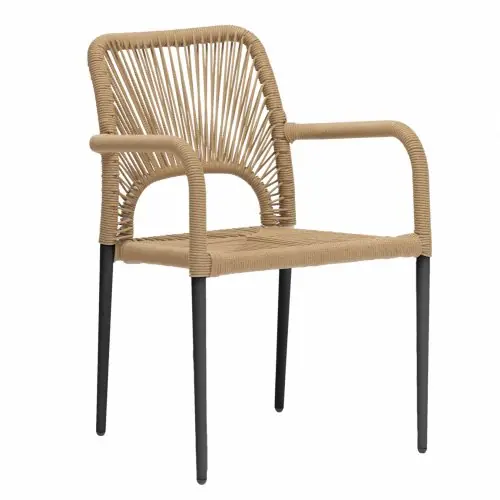 Saisonangebot TERRASSENSTUHL MERKUR SESSEL AUS ALUMINIUM GRAU MIT RATTAN STRICK 57X63X82cm