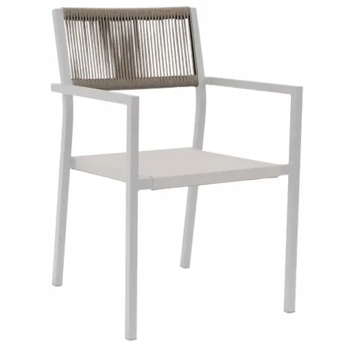 SESSEL AUS CHAMPAGNER-FARBENDEM ALUMINIUM MIT BEIGEM PE RATTAN RÜCKEN 57x61x83cm Garantierte Lieferung