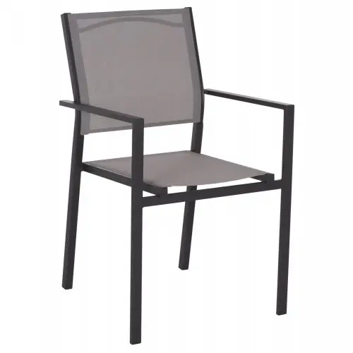 SESSEL AUS METALL "NEDAN" GRAU MIT TEXTLINE GRAU 54X54X86cm Neu