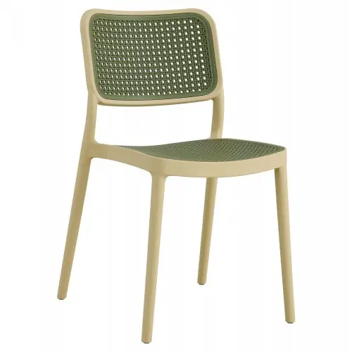 Nur Heute STUHL AUS POLYPROPYLEN IN BEIGE UND GRÜNEM GEFLECHT 41x49x102 cm - Nächstes Erscheinungsdatum: 01.08.2024