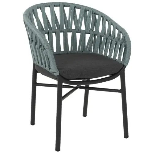 SESSEL ALUMINIUM ΙΝ SCHWARZ MIT GRÜNEM SEIL 58x57x78 cm Markenprodukt