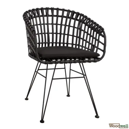 Stuhl "Allegra" Wicker mit schwarzem Metall mit schwarzem Geflecht Kracherpreis