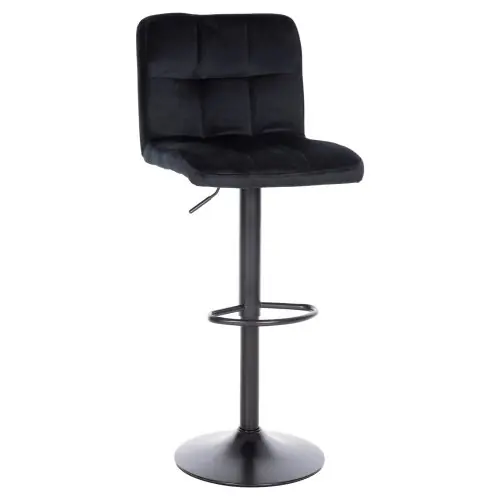 Saisonangebot BARHOCKER SCHWARZES SAMT & MATTSCHWARZES GESTELL 45x49x90-111Hcm