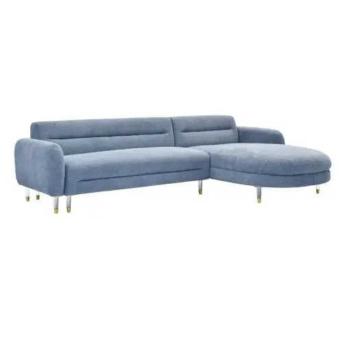 WENDBARES ECKSOFA FLYER, NEBELBLAUER STOFF, HOHE BEINE AUS METALL, 285 x 86 – 172 x 74 Hcm Neue Kollektion