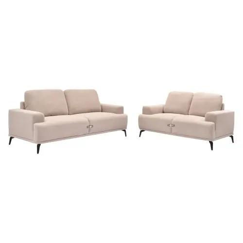 SOFA SET 2-TLG. TERIN BEIGE STOFF-SCHWARZE METALLBEINE Bestseller