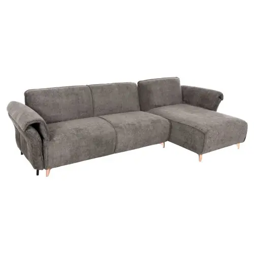 ECKSOFA MIT WENDBAREM SCHLAFMODELL MAILO, STOFF IN DUNKELGRAU – BEINE AUS METALL, 300 x 150 x 80 cm Mega-Angebot