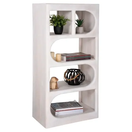REGAL HANDYR, MASSIVES MANGOHOLZ IN WEISSER FARBE, 60 x 35 x 120 cm Kracherpreis