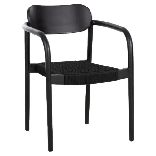 Angebot SESSEL, Teakholz und Seil in Schwarz, 55 x 54 x 80 cm