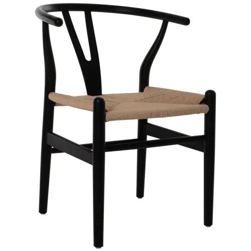 Top-Preis ESSZIMMERSTUHL BUCHENHOLZ SCHWARZ-SEIL BEIGE 48x55x73,5cm