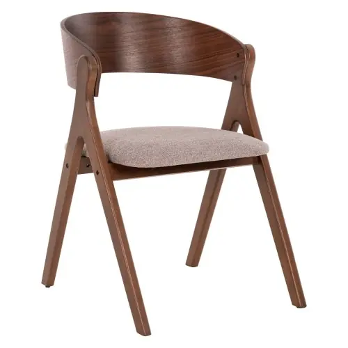 Ausverkauf ESSZIMMERSTUHL GUMMIHOLZ IN WALNUSSFARBE-BEIGE STOFFSITZ 56x55x78Hcm