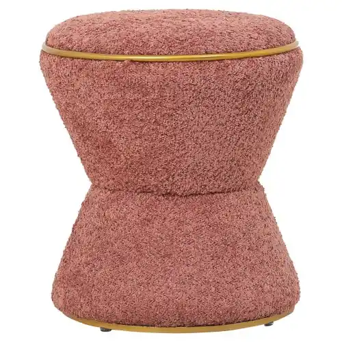 HOCKER RUND BOUCLE STOFF ROSA-GOLD DETAIL Φ38,5x43Hcm Billig