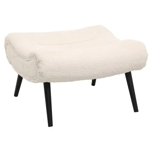 Preisknaller HOCKER UND FUSSHOCKER IN EKRU BOUCLE UND SCHWARZEN HOLZBEINEN 68X58X40H cm
