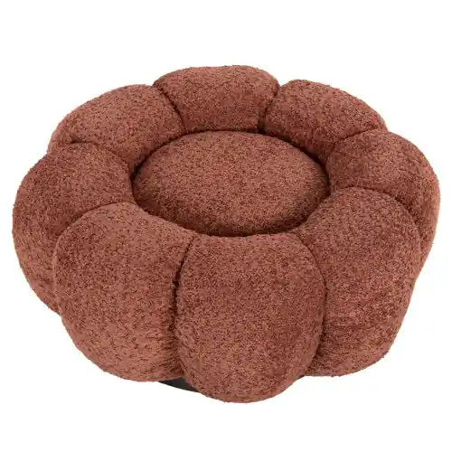 RUNDER HOCKER ROT/PINK BOUCLE-SCHWARZES METALLGESTELL Φ60x31Hcm Meistverkauft