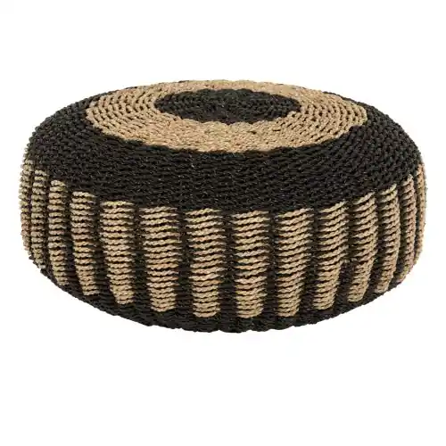 SARONI SEEGRAS POUF HOCKER IN NATURSCHWARZ FARBE Φ60x35Ycm Bestseller