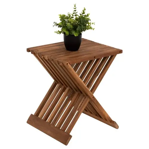Neu Im Sortiment BEISTELLTISCH KLAPPBAR AUS TEAKHOLZ IN NATÜRLICHER FARBE 40x33x45 cm