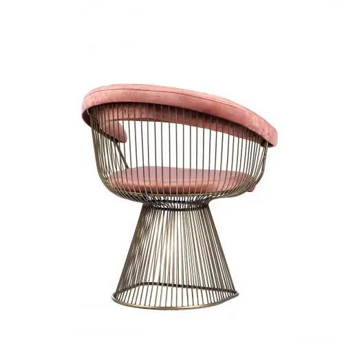 Saisonangebot Sessel "Retro" aus rose Samt und goldenem Metallgetsell