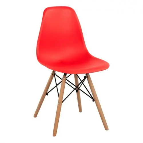 Bestpreis Stuhl mit Holzbeinen und Sitz Twist in rot