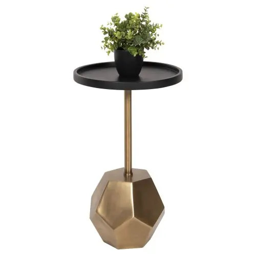 Solange Der Vorrat Reicht BEISTELLTISCH RUBIN, Platte aus Mangoholz in Schwarz, Sockel aus Metall in Messinggold, 35 x 35 x 59 cm