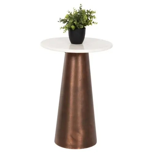 BEISTELLTISCH FODEN WEISSER MARMOR UND METALL Φ40,5x59H Markenware