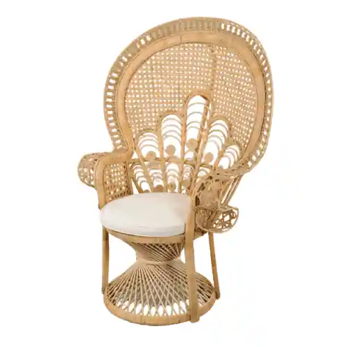 Expressversand PEACOCK-Sessel aus natürlichem RATTAN mit Kissen 112X65×148H